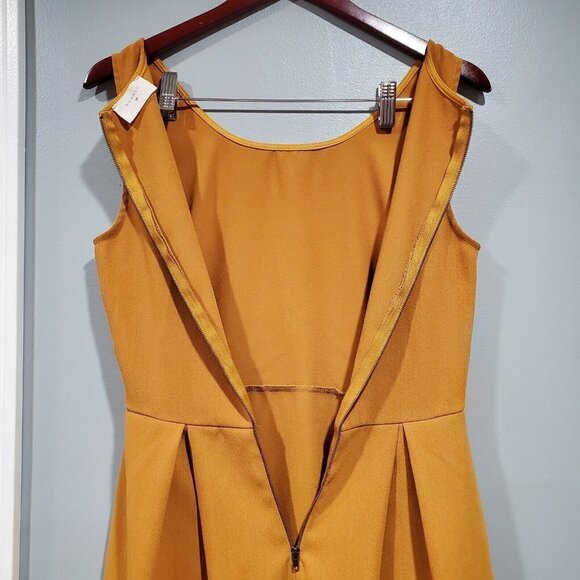 Everly Women's Sleeveless Fit and Flare Mustard Yellow Dress Back Zip Sz Small - Picture 10 of 10